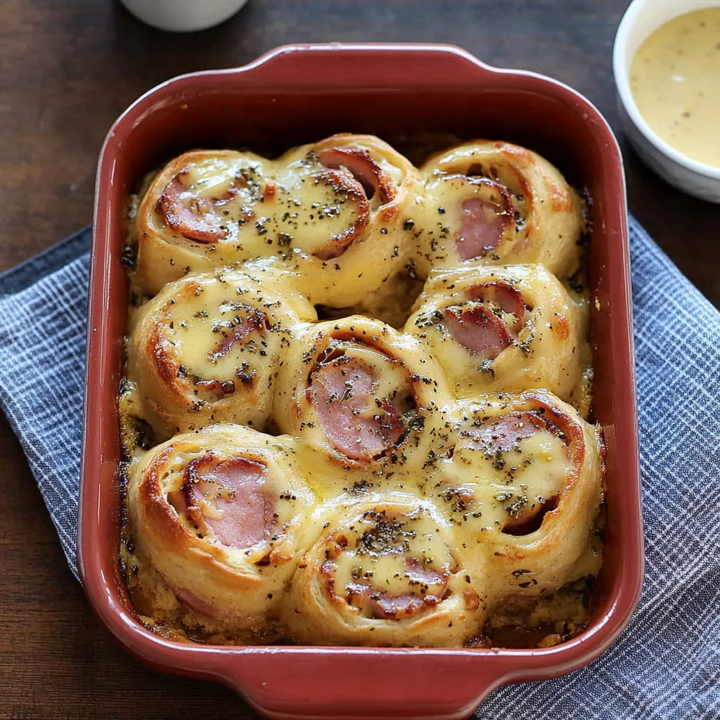 Baked Ham and Cheese Rolls with Honey Mustard Sauce: Irre…