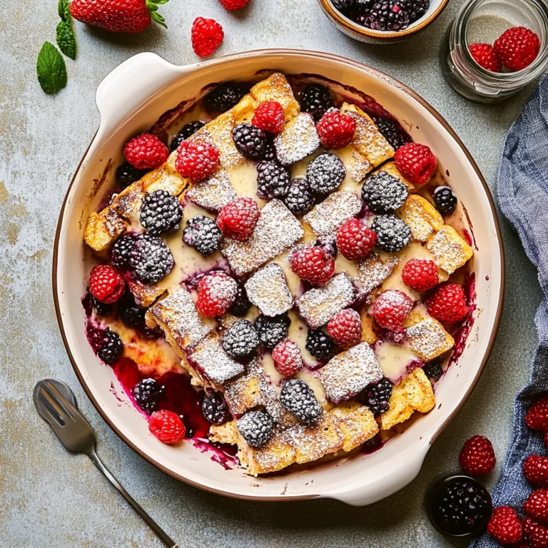 Berries & Cream French Toast Casserole: Irresistibly Gooey