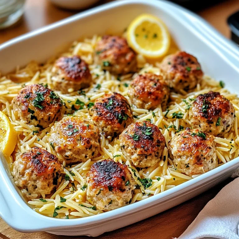 Greek Chicken Meatballs with Lemon Orzo: A Zesty Delight