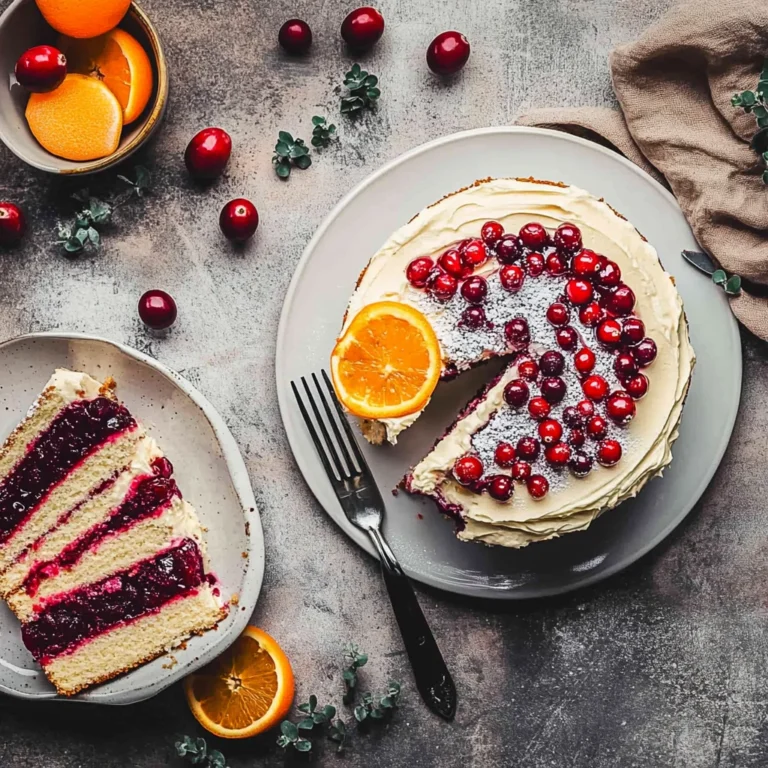 White Cake With Cranberry Filling And Orange Buttercream:…